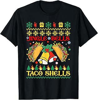 Jingle Bell Taco Shells Happy Christmas Tacos Mexican Food T-Shirt