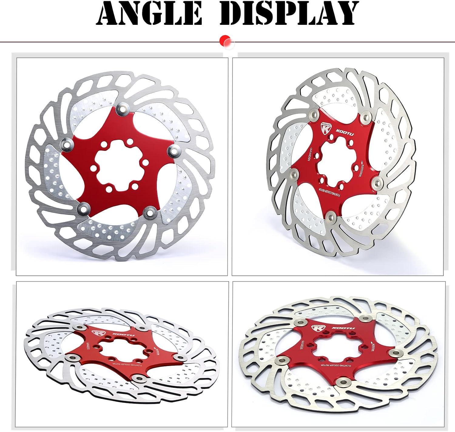 KOOTU 160mm 180mm 203mm Bike Disc Brake Rotor with 6 Bolts Stainless Steel Bicycle Rotors for Road Bike, Mountain Bike, BMX, MTB B09XCDZ6L7