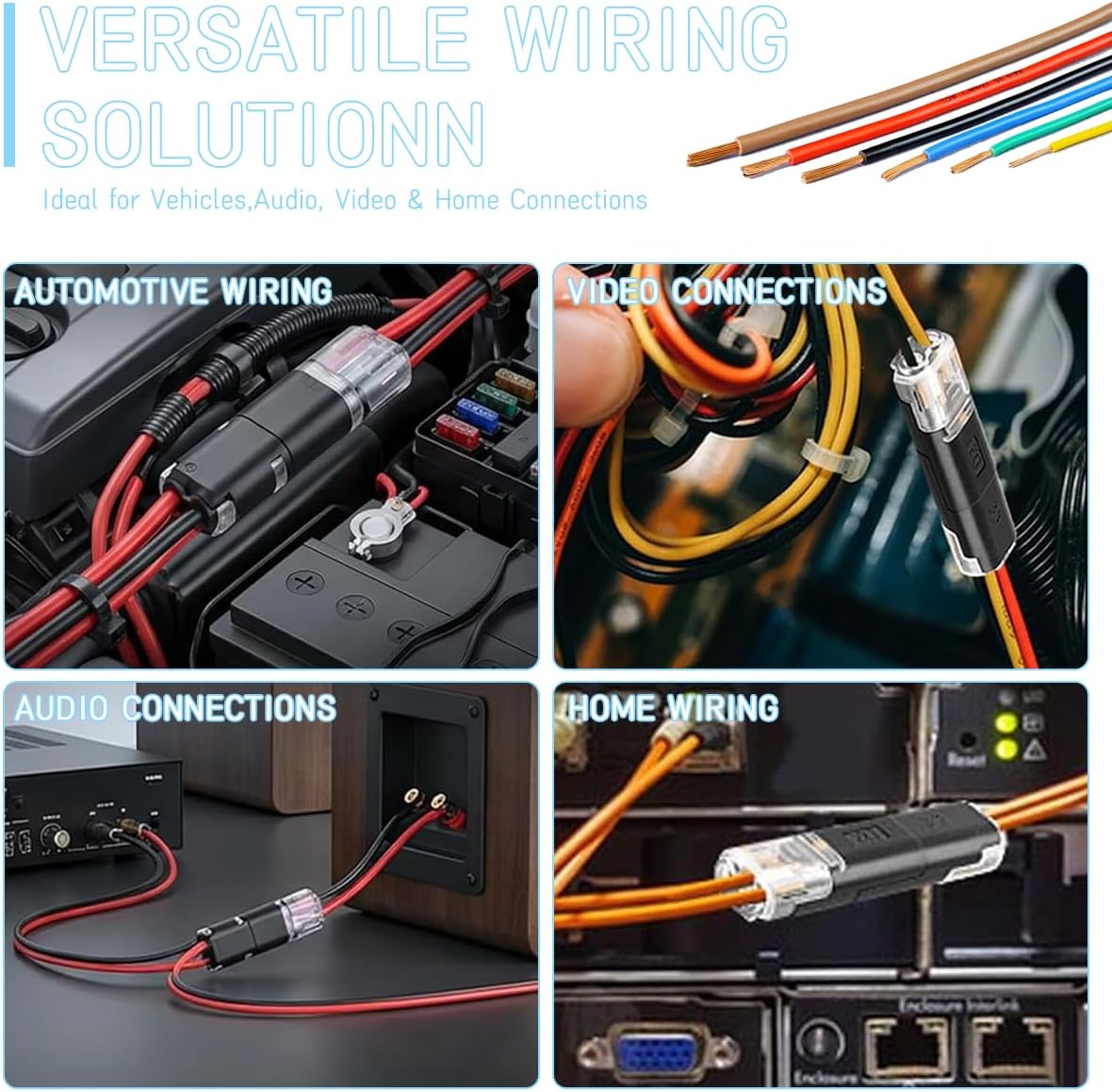 50pcs Double Wire Plug in Connector with Locking Buckle, Quick-Clip Fasteners Multi-Purpose Snap-On Blocks for Strip Lights DIY Crafting, Low-Voltage Decor & Model Kits 2 Pin