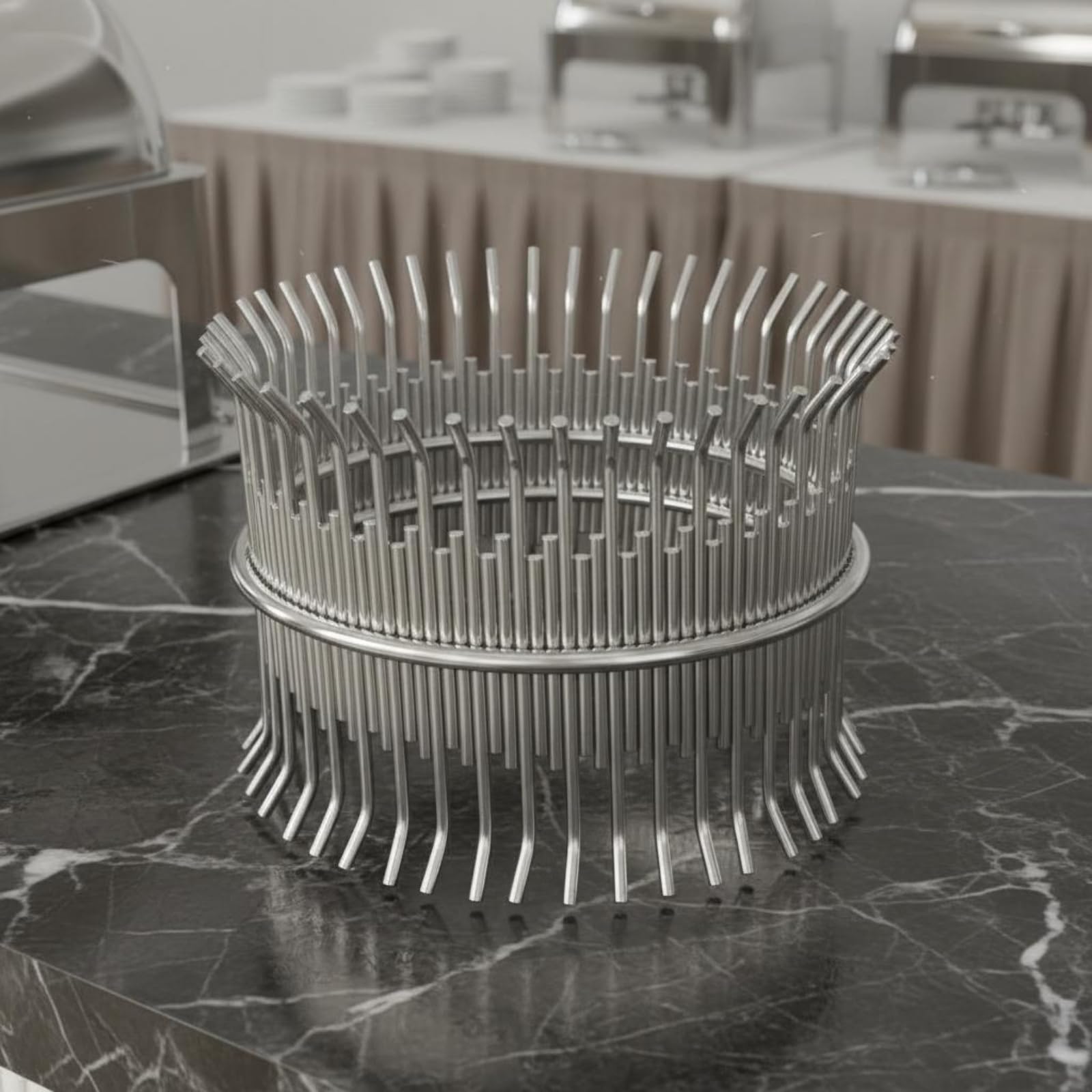 Dessert Display Stand Présentoir Buffet Support Pâtisserie Étagère Gâteau en Acier Inoxydable Structure Ouverte Stable Mise en Scène Soignée des, Argent, Moyen
