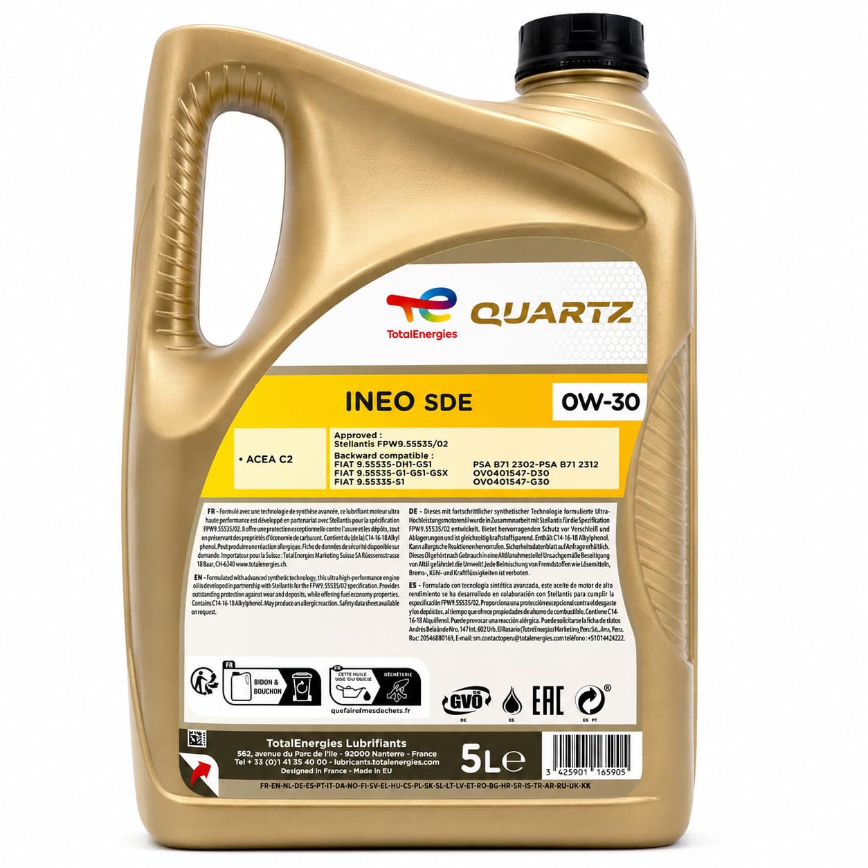 Total Quartz Ineo SDE 0W30 Aceite de Motor 5L (ANTIGUO INEO FIRST) | 0W30, 5 Litros, Ineo SDE, Antes Ineo First