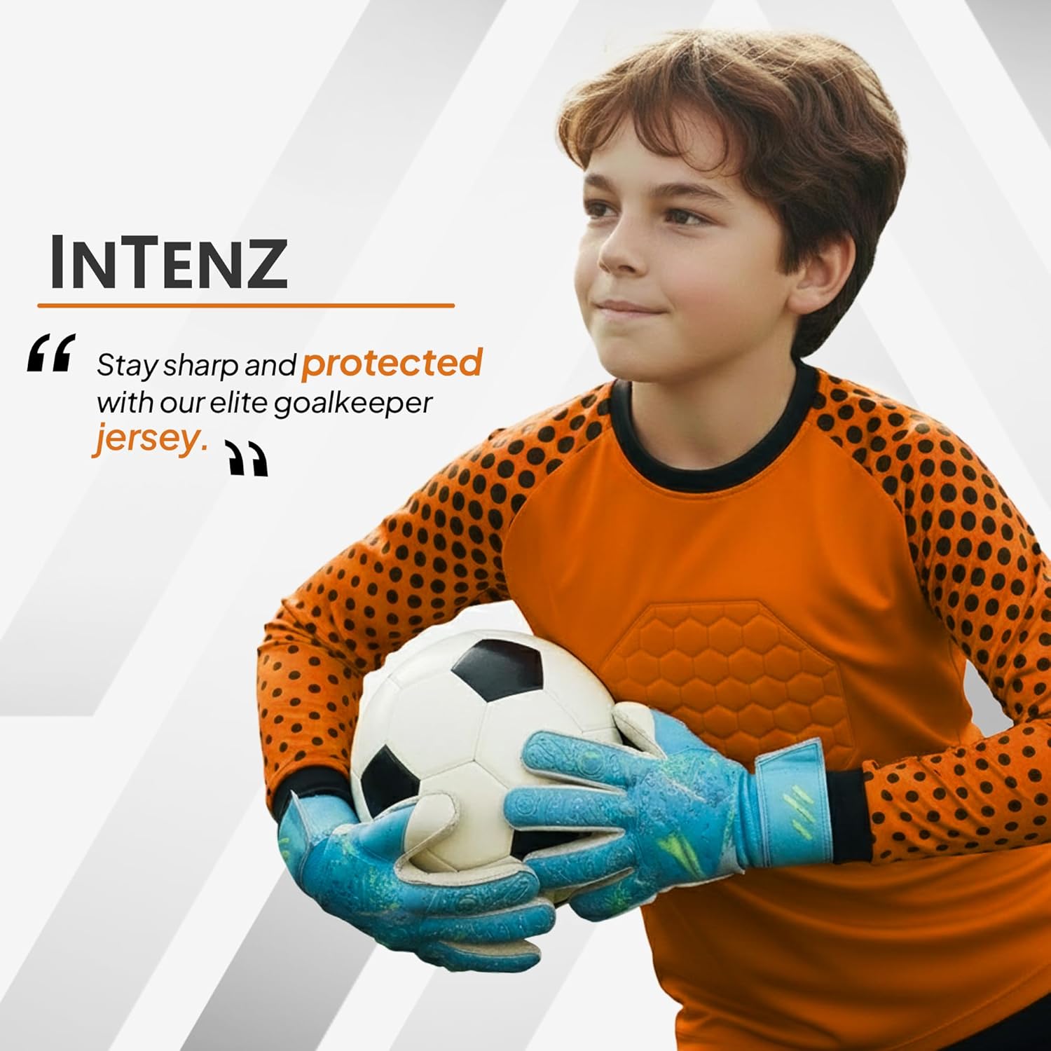 INTENZ Kids Padded Goalie Shirt, Youth Goalkeeper Jersey, Long Sleeve Soccer Football Training Uniform