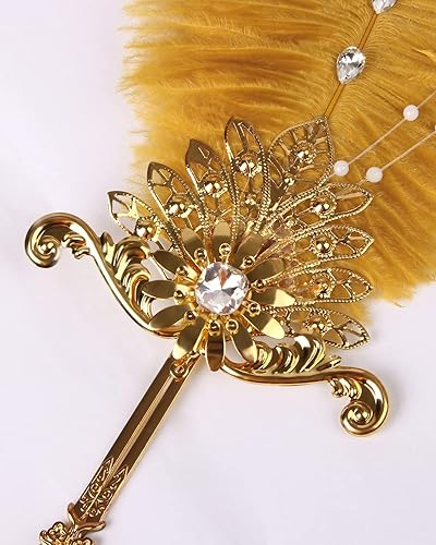 Miniatura 6 de VIJIV Abanicos de plumas de avestruz para damas de honor, abanicos de mano para invitados de boda, ramos de novia, gran Gatsby, accesorios de aleta