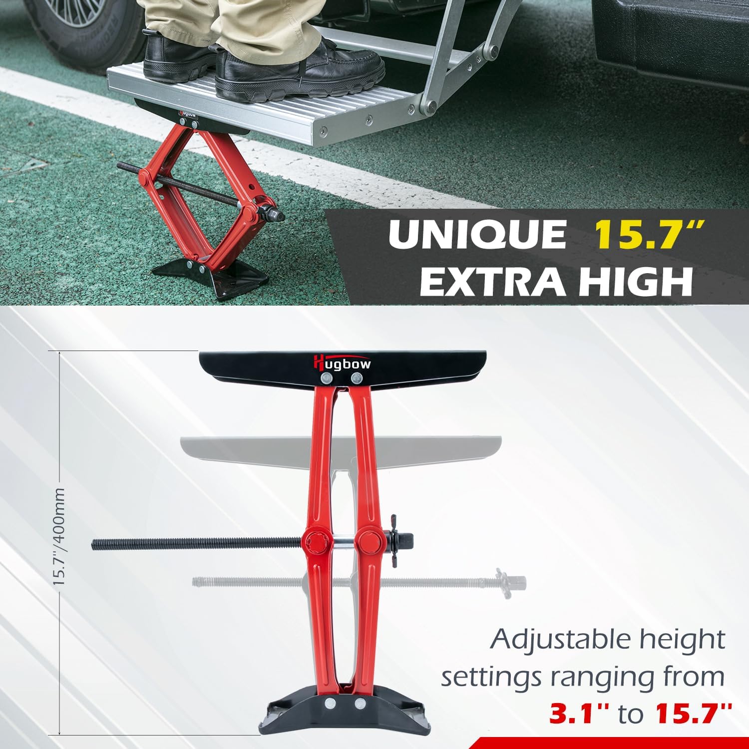 RV Step Stabilizer Kit 3.1’’-15.7" Height Adjustable, Heavy-Duty 4400lb Load Capacity for Travel Trailers, 5th Wheels and Motorhomes, Foldable and Easy to Install, Hex Socket Included