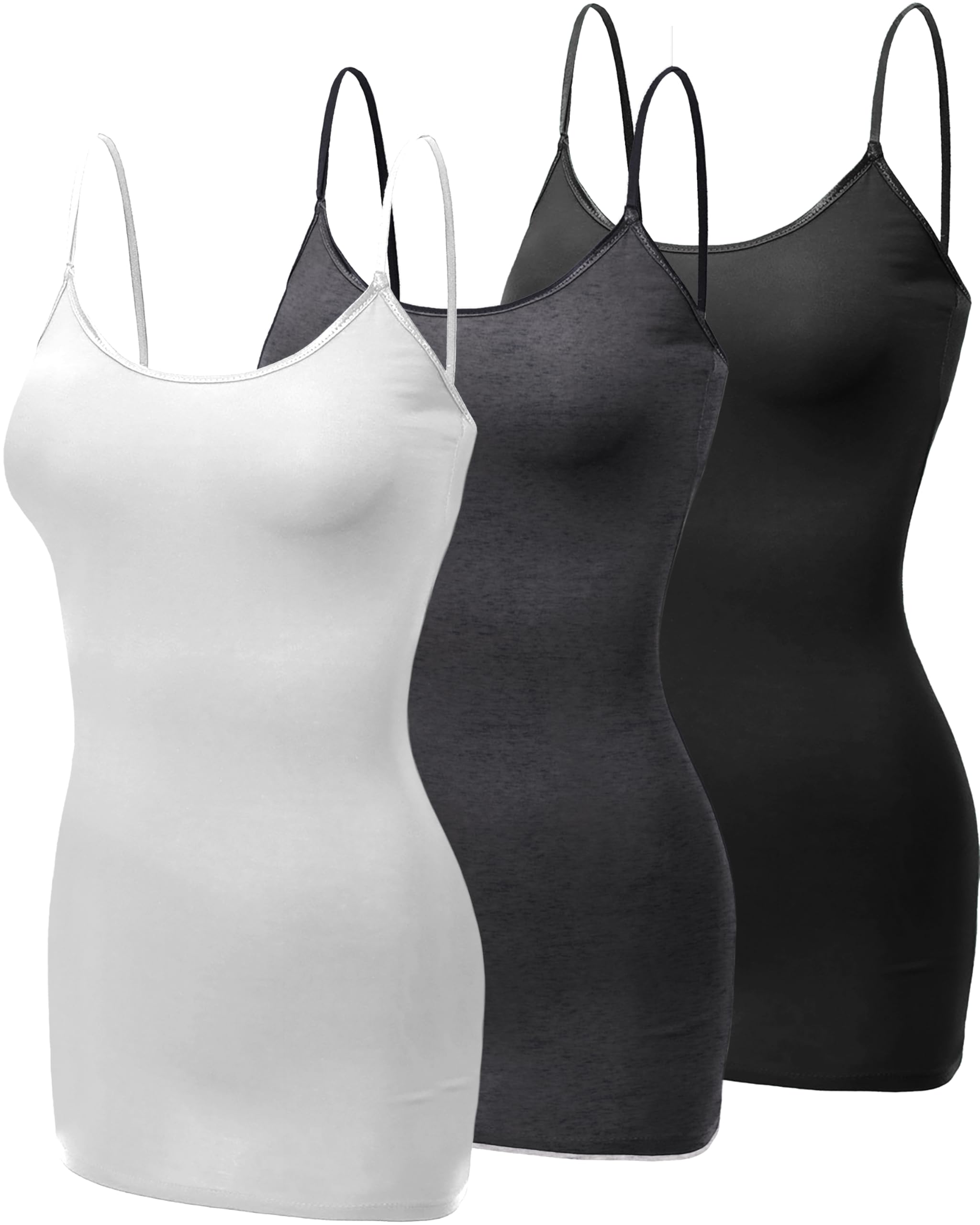 Emmalise Women's Basic Casual Long Camisole Adjustable Strap Cami Layering Top