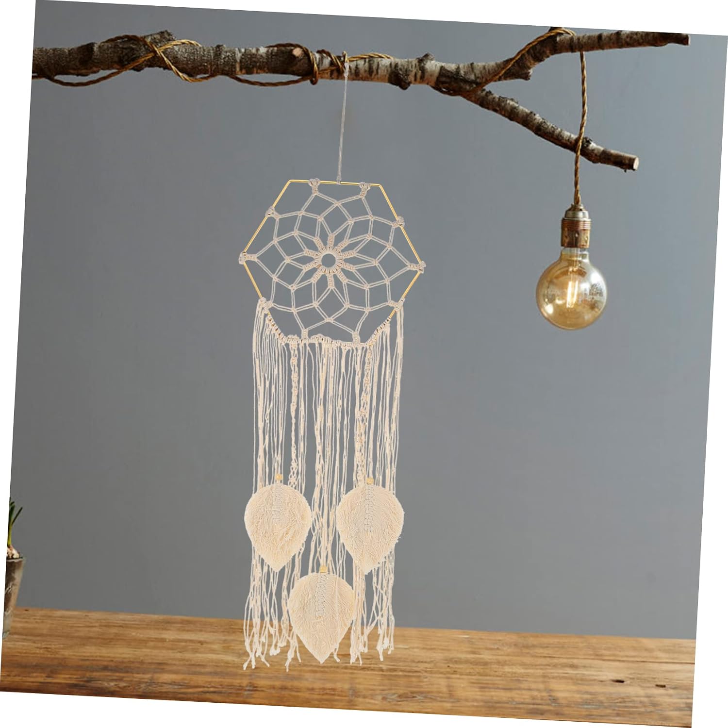 ERINGOGO 10pcs Golden Dream Catcher Ring DIY Kit Hexagon Shape Iron Hoops for Table Centerpiece Decor