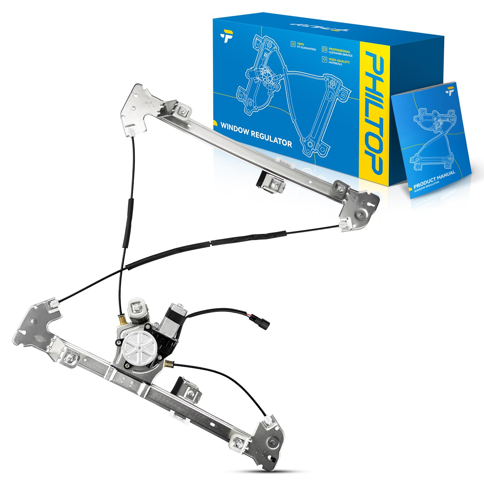PHILTOP Front Right Passenger Side 741-431 Power Window Regulator w/Motor