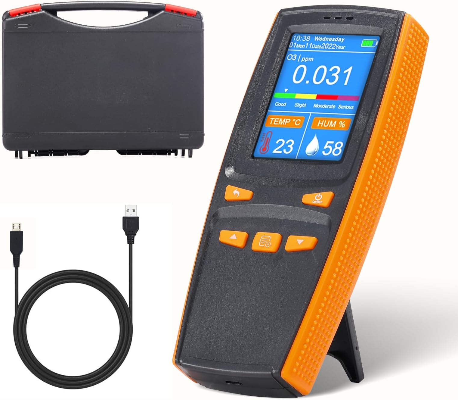 Portable Ozone Analyzer Multifunctional O3 Ozone Meter Air Detector Intelligent Sensor Ozone Meter Air Quality Pollution Monitor