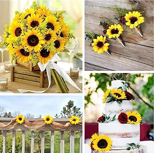 Miniatura 4 de 30 Pack 3-inch Artifical Sunflower Heads for Wedding Centerpieces for Tables, Bouquets, DIY Crafts, Birthday Parties
