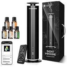 Waterless Scent Diffuser Starter Kit with 5 Scent Essential Oils, Covers 2000 Sq Ft, Cold Air Diffusers for Home, Hotel, Office, Aromatherapy Diffuser with Adjustable Mist, Timer, App & Remote Control