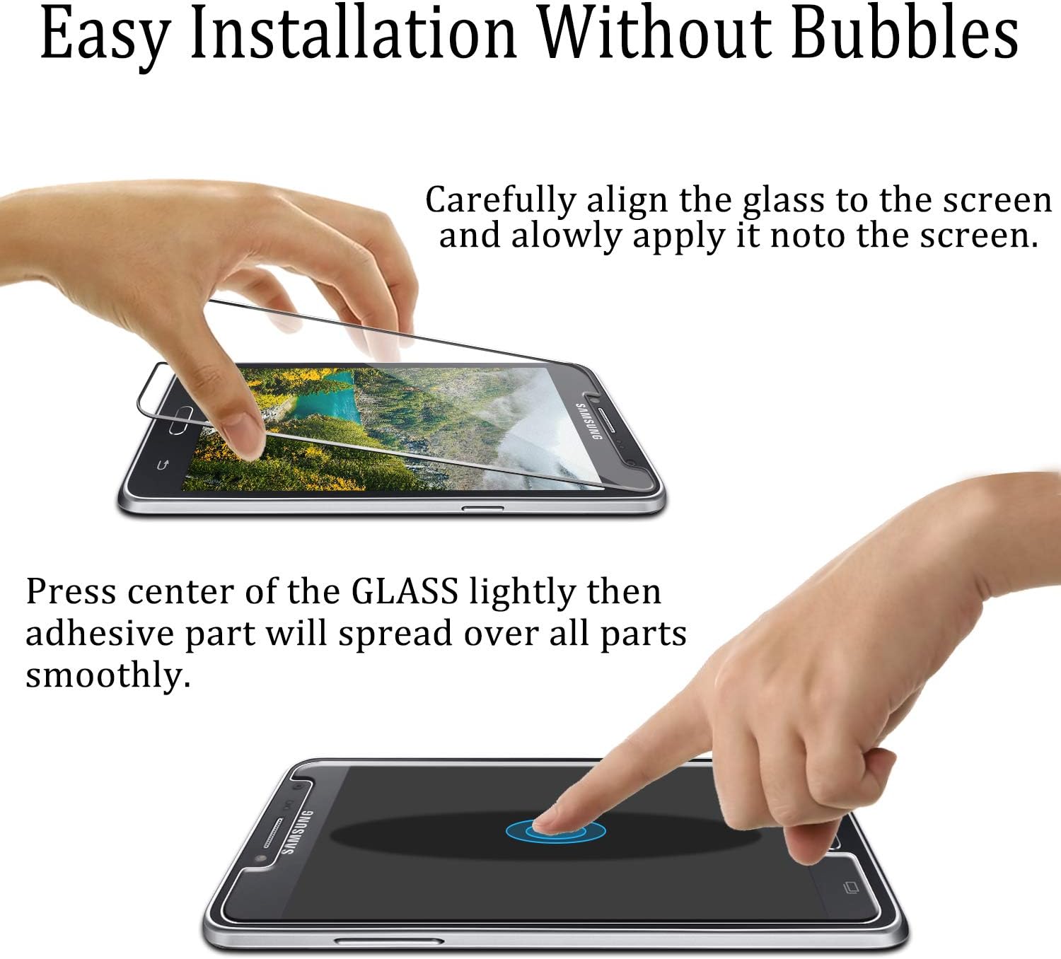 [2-Pack] KATIN For Samsung Galaxy J2 Prime [Not for J2 Core] Tempered Glass Screen Protector No-Bubble, 9H Hardness, Easy to Install