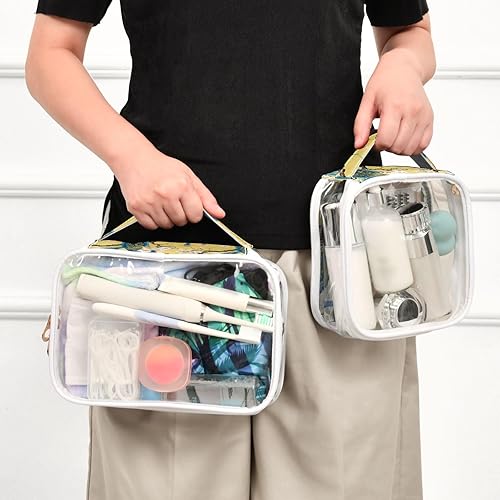 Miniatura 6 de Watercolor Peacocks Flowers Clear Toiletry Bag for Traveling,2 Pack Makeup Cosmetic Bag with Zipper,Travel Bag for Toiletries,Travel Essentials