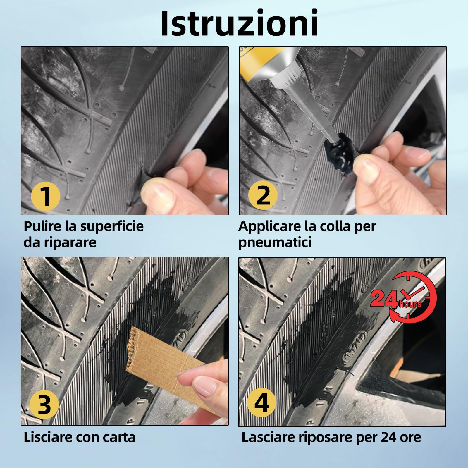 LOCBONDSO Mastice Riparazione Pneumatici 50g Nera per Bici Moto Auto