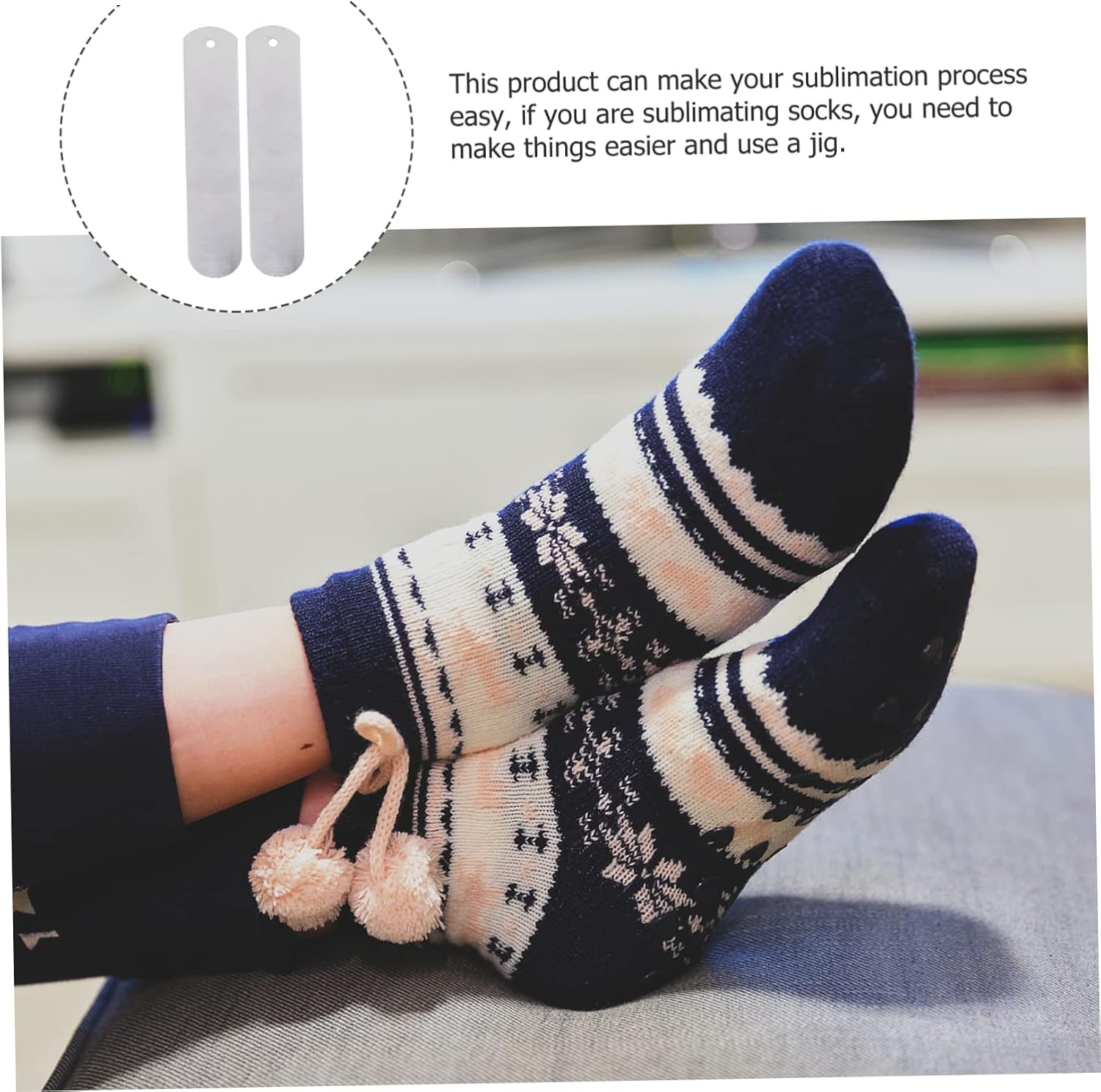 VILLCASE 2pcs Aluminum Metal Straight Sock Jigs for Sublimation Printing Heat Press Accessory with Hanging Lightweight Sock Boards for Flat Heat Transfer
