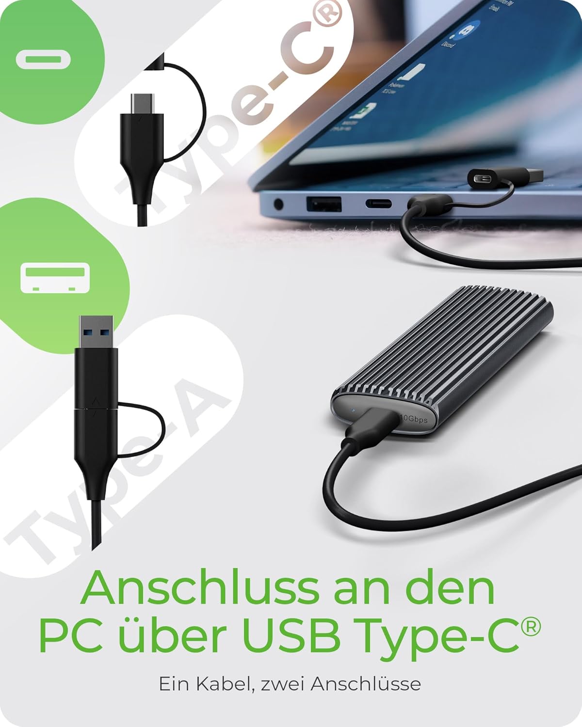 ICY BOX M.2 SSD/NVMe Enclosure, USB 3.2 (10 Gbit/s), Tool-Free, Aluminium, Black, IB-1808MCT-CU31