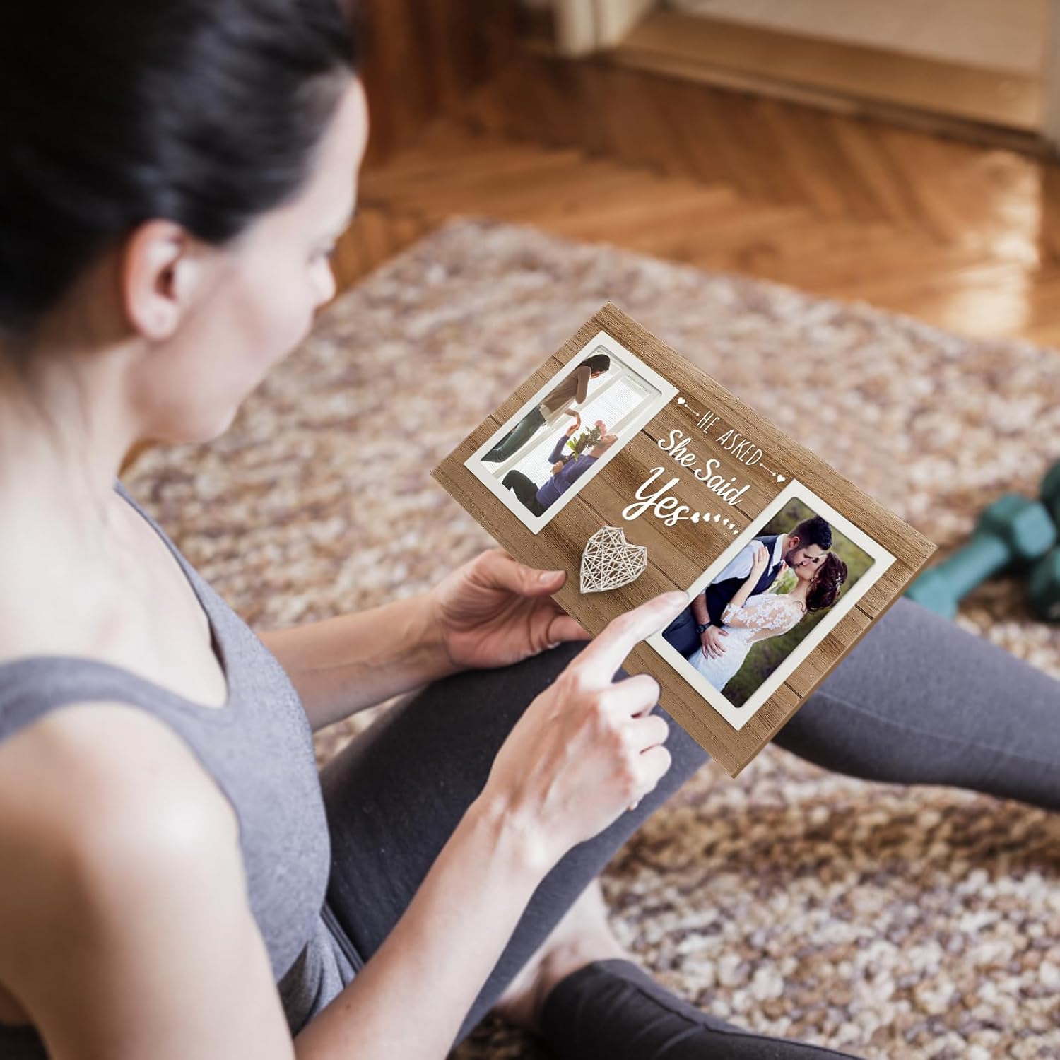 Engagement Gifts for Couples Picture Frame, He Asked She Said Yes Promposal Gifts, Engagement Gift for Her Photo Frame, Holds 2pcs 4x6 Inches Photos - Image 4