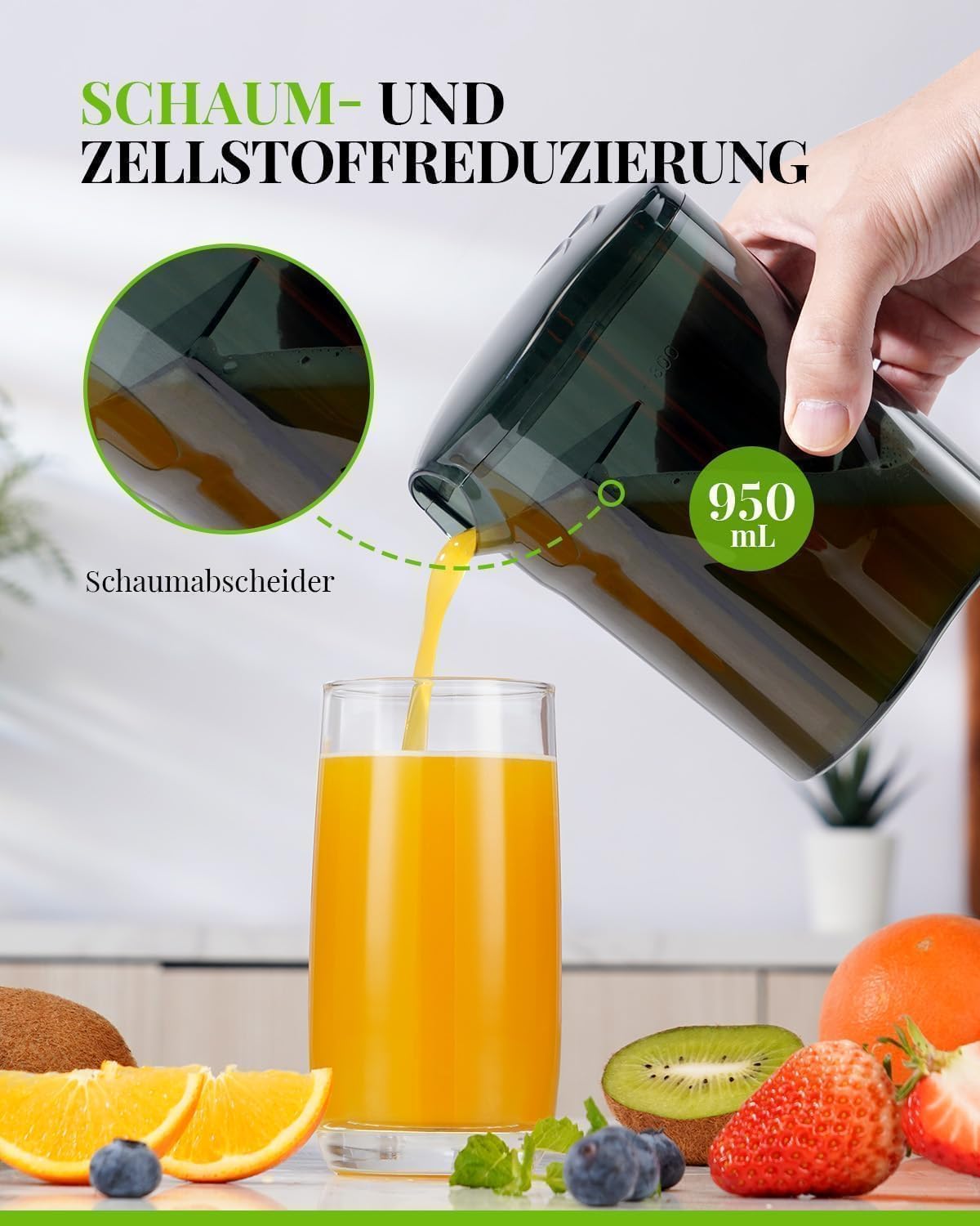 GDOR 800W Entsafter Juicer Machine aus Edelstahl 76mm Großem Mund Entsafter Gemüse und Obst 3 Geschwindigkeitsstufen Juicer Schnelles Entsaften Leicht zu Reinigen Zentrifugaler mit Bürste BPA-frei