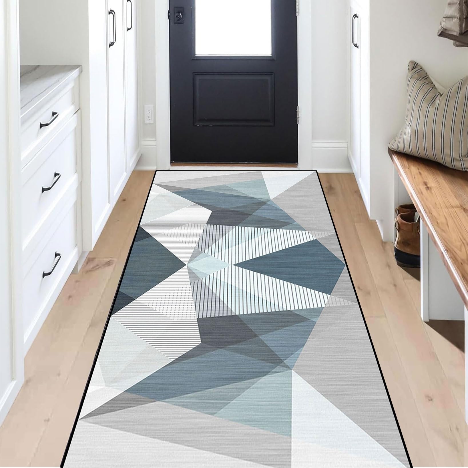 Tappeto Runner 115 x 320 cm Lavabile Antiscivolo Tappeto Runner Lungo Anti-Fatica, Motivo Geometrico per Corridoi, Cucine, Bagni, Lavanderia, E