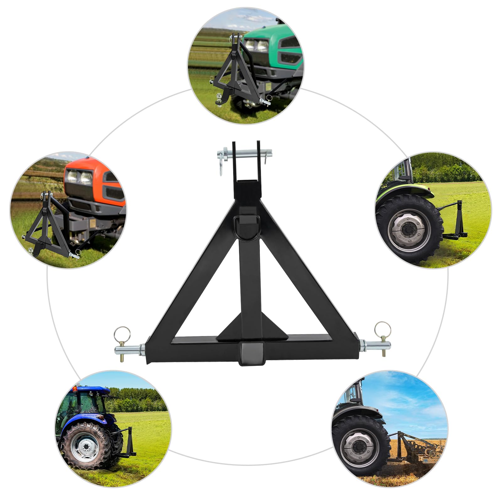 Tractor Tractor Riel de cultivo con suspensión de tres puntos, enganche de remolque de 3 puntos, adaptador de acero con 3 pernos de acoplamiento para remolque