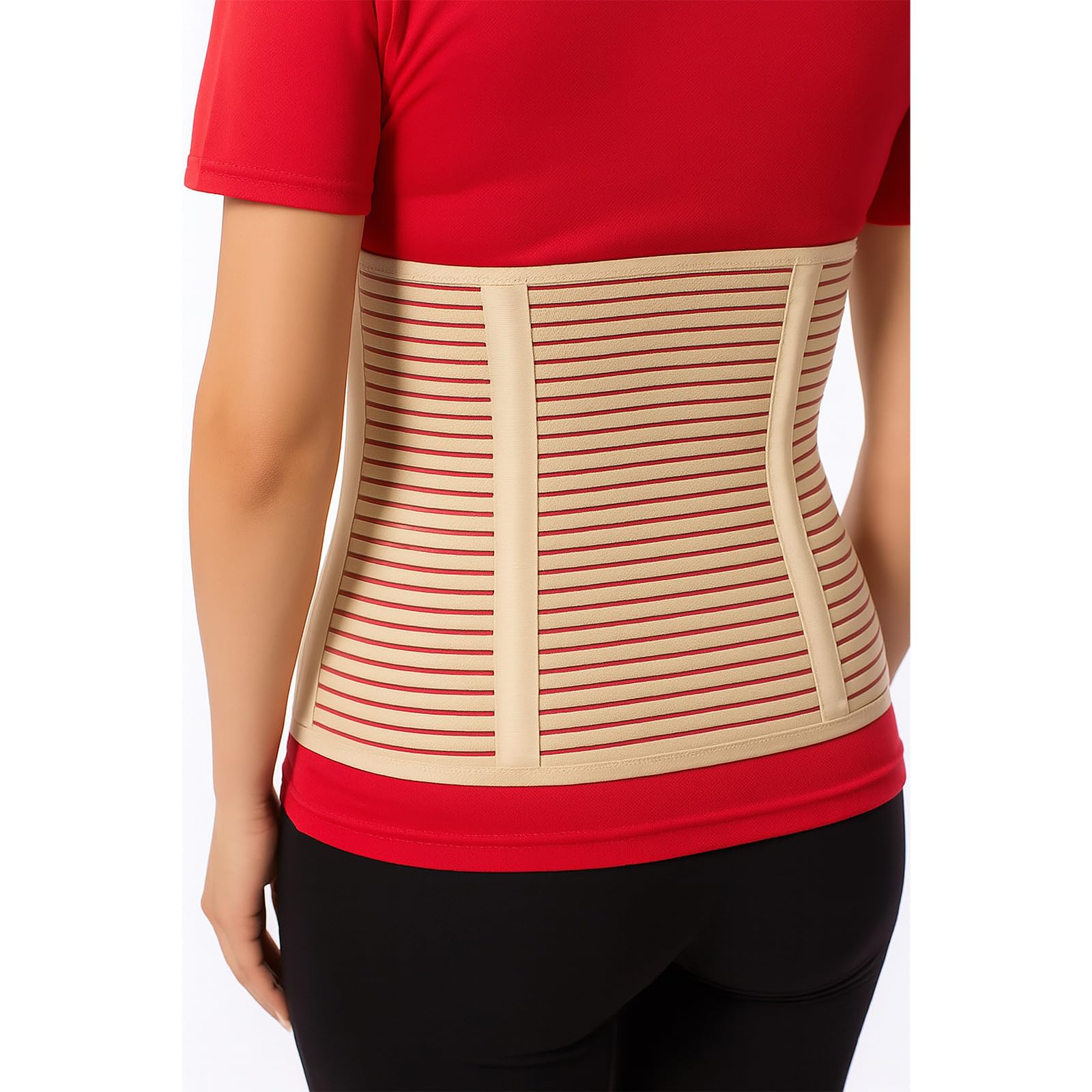 MEK 3002 Medizinische Bauchbandage mit Anti-Roll-System | Postoperativer Bauchgurt gegen Einrollen | 27 cm hoch, Atmungsaktiv, CE-Zertifiziert, **Beige (Hautfarben)** XL