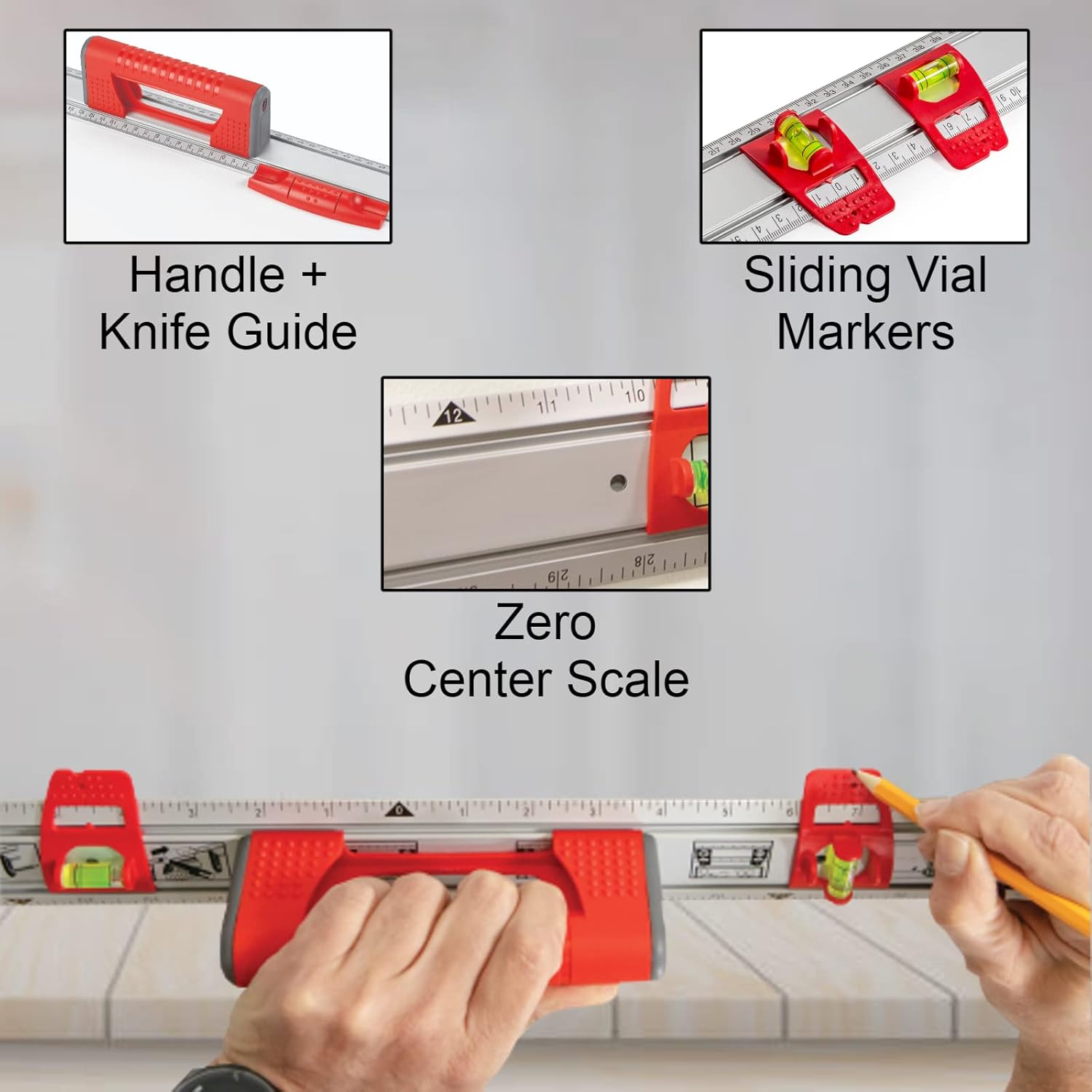 Kapro - 314 Set & Match Ruler System - Mark & Level - with Handle & Knife Guide, Ruler, and Slide & Lock Vials - Aluminium - 36 Inch