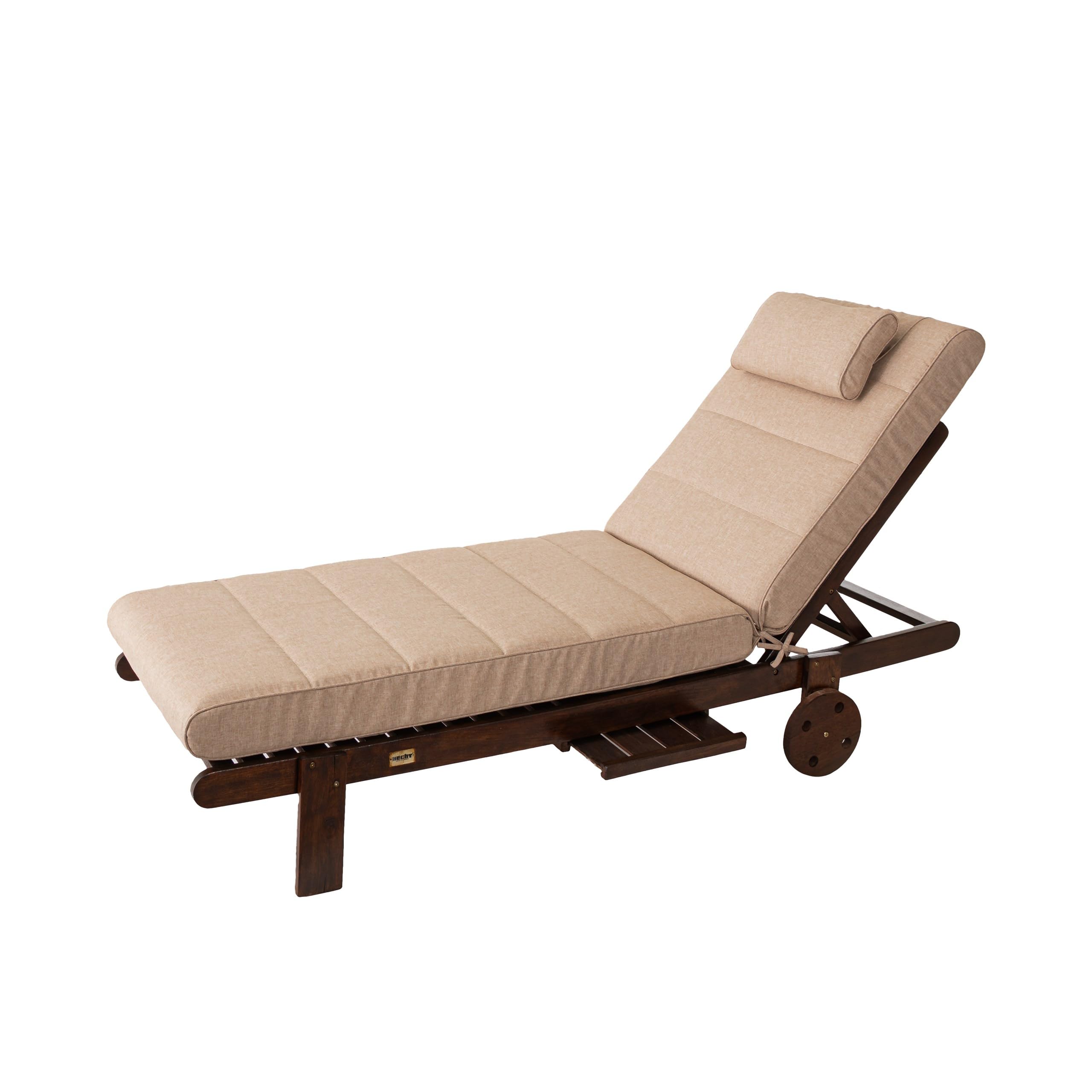 PillowPrim Materassino da giardino per lettino, lettini, balconi, esterni, sdraio, cuscino, divano, beige, 204 x 60 cm