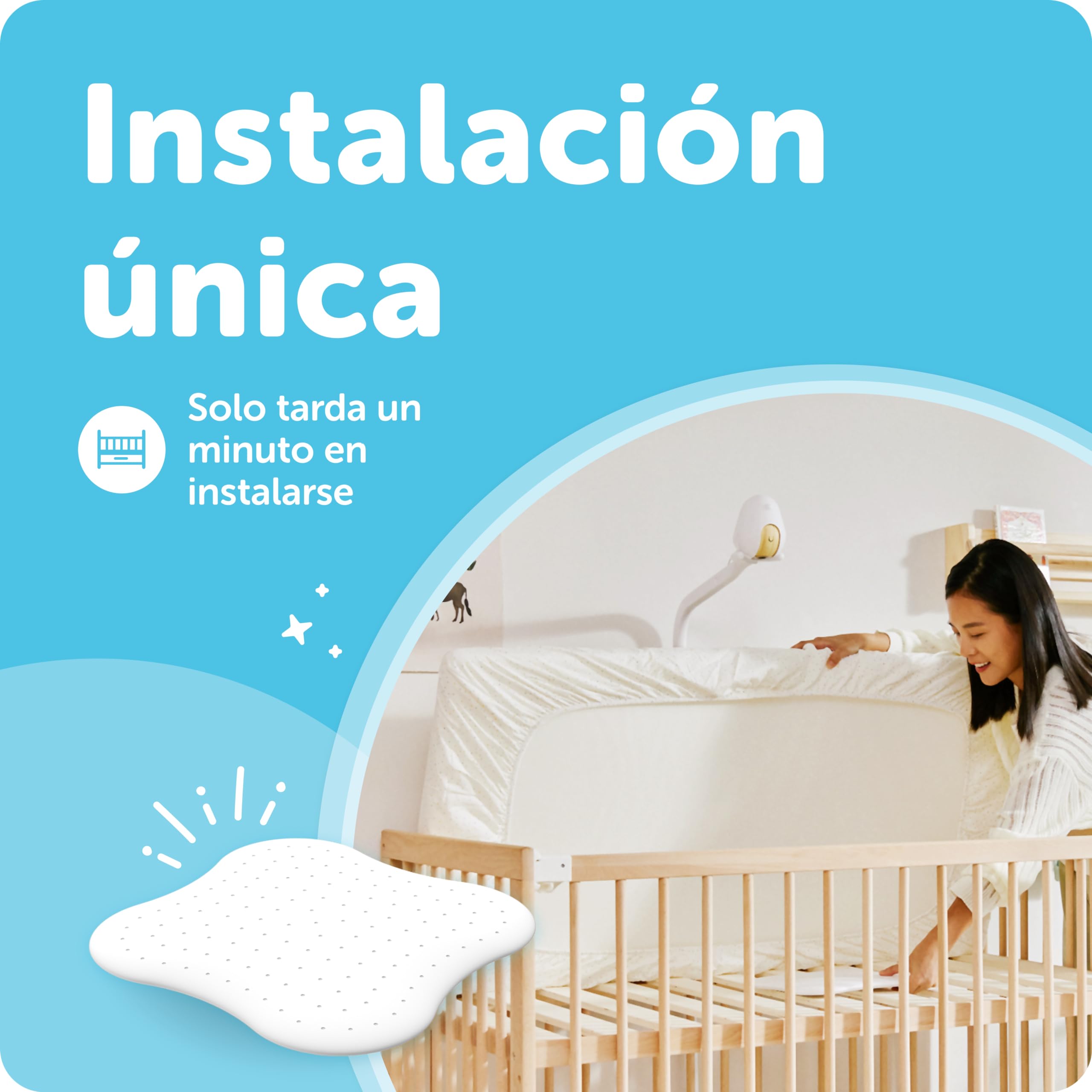 Almohadilla con Sensor de sueño CuboAi: Seguimiento de micromovimientos de bebé en Tiempo Real y detección de Movimiento con alertas de Seguridad proactivas. Debe combinarse con el vigilabebés CuboAi