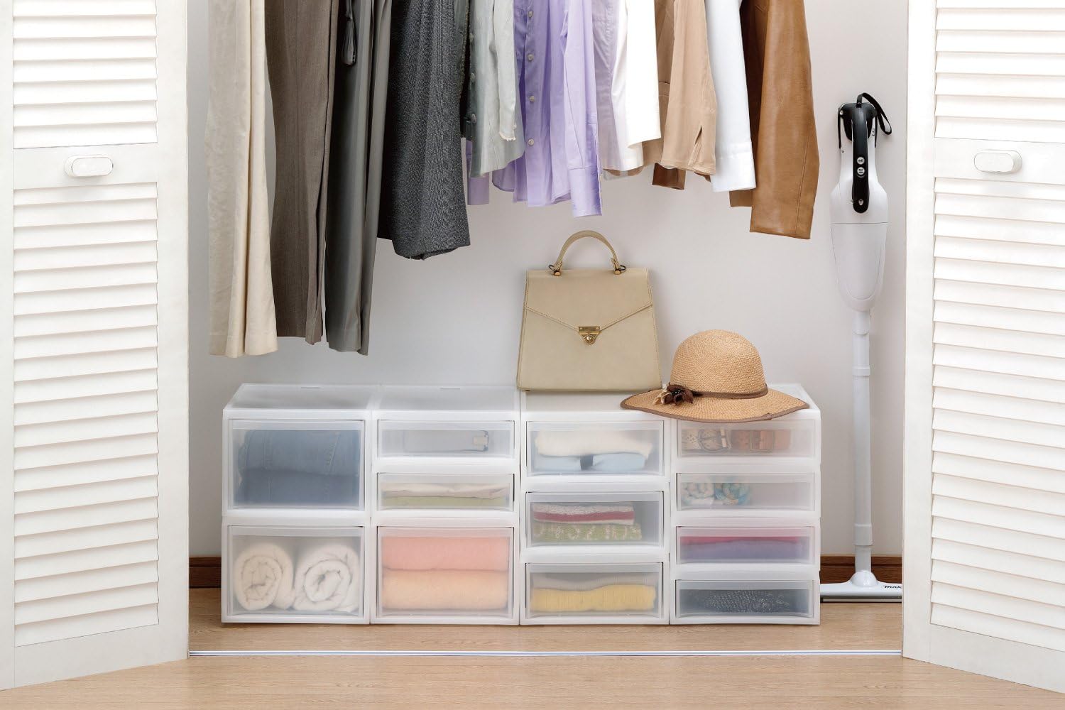 Squirrel Storage Case, Drawer, A4, Letter Case, White, S, Width 11.2 x Depth 14.0 x Height 4.1 inches (28.3 x 35.5 x 10.6 cm), Made in Japan