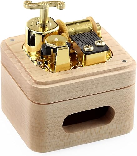 SOFTALK Caja de música de madera con sonido de 18 notas, cajas musicales enrolladas, regalos para Navidad, cumpleaños, día de San Valentín (madera