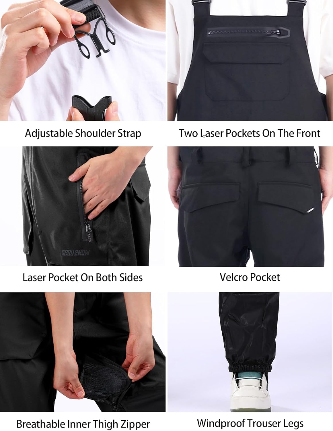GSOU SNOW Women Men Ski Bibs Snowboard Pants Snow Bibs Overalls Waterproof Windproof Insulated Winter Sport Warm - Image 5