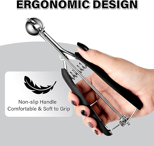 Miniatura 6 de Cuchara para galletas extra pequeña, 1 cucharadita, mini cuchara profesional de acero inoxidable para helados, 0.984 in, cuchara de melón Baller con