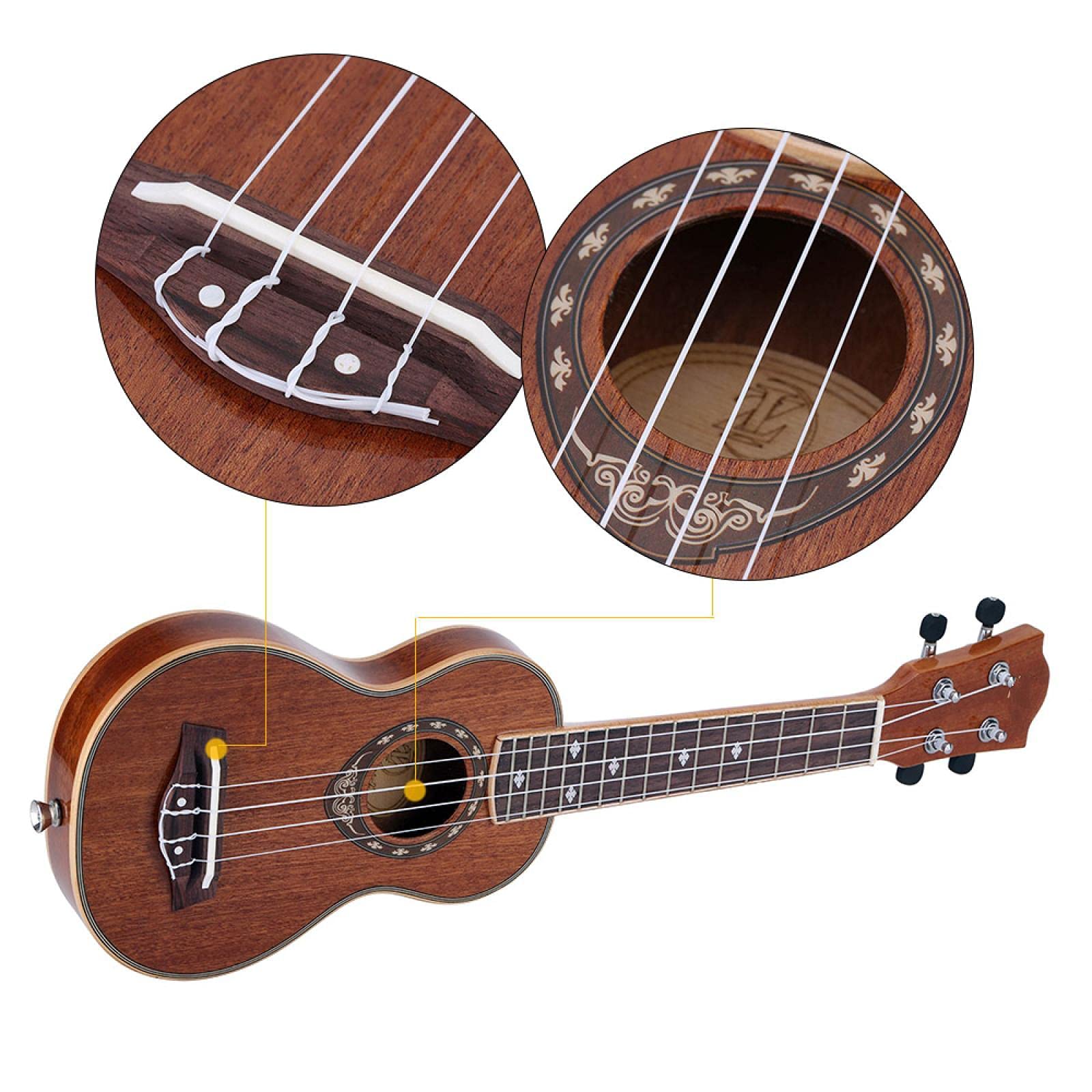 21 "Sopran Sapele 42mm Ukelele Geschenk Slim Design 21inches
