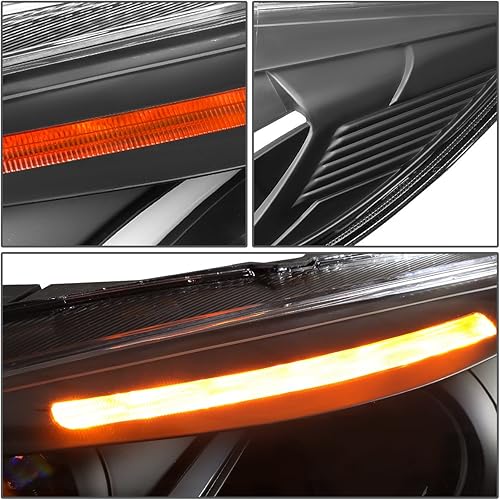 Miniatura 5 de DNA MOTORING HL-HPL-LED-FF16-BK-AM - Faros delanteros negros con doble U-Halo DRL de repuesto para enfoque 15-18