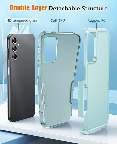 Miniatura 2 de JXVM Funda para Samsung Galaxy A14 5G doble capa a prueba de golpes, militar, resistente, protección de cuerpo completo, resistente, duradera, funda