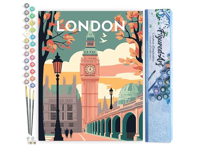 Figured'Art Pintar por Numeros Adultos Póster de viaje Londres 2