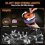 TOHETO Les lumières du camping, 3 en 1 Rétractable amélioré RGB Lumières à cordes extérieures avec 19 Modes d'éclairage rapides 30s Récupération 32.8 FT Lampes à tente portatives, lanterne de camping rechargeable (noir et orange)