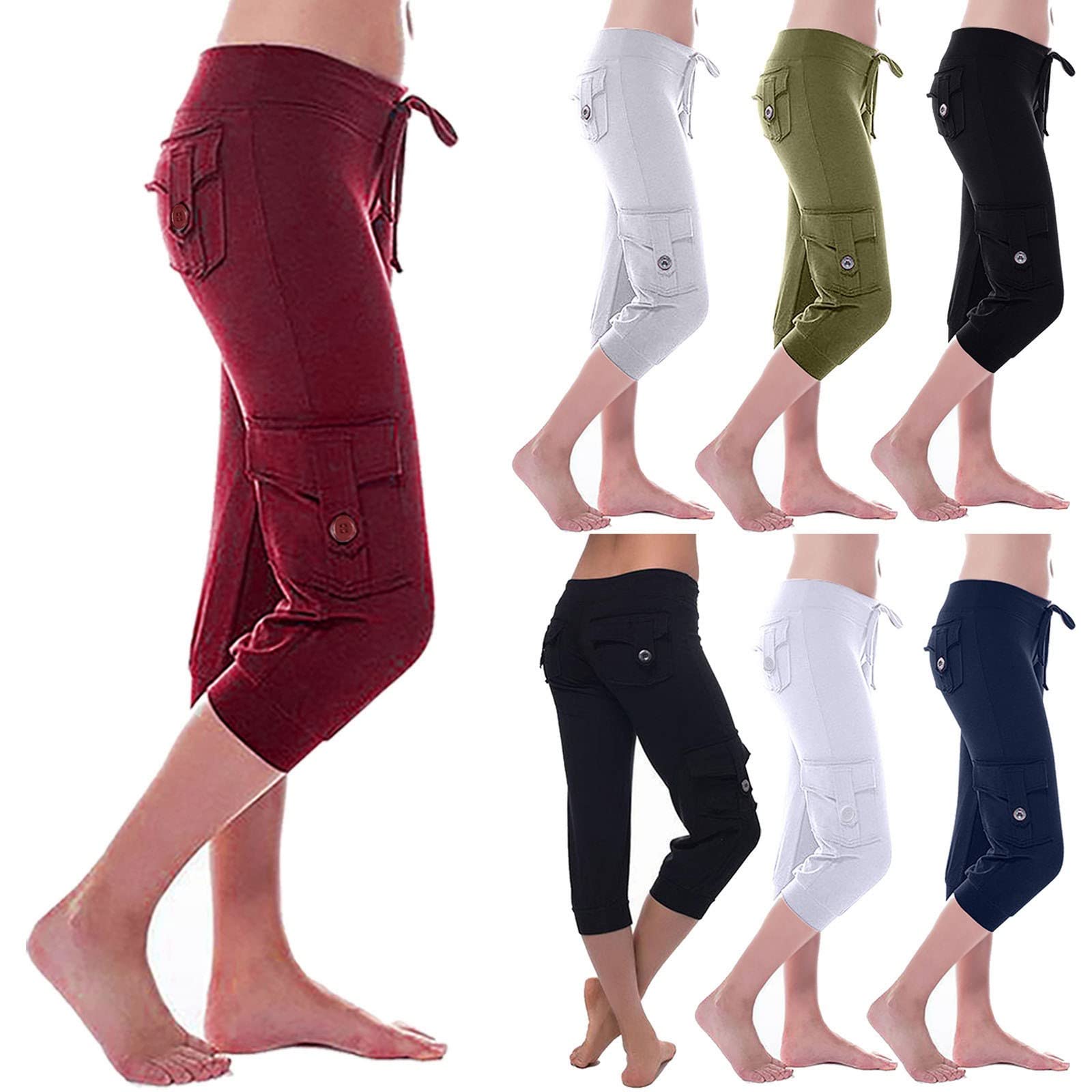 Cargo Pants Women, Women Yoga Workout Cropped Trousers Stretch Waist Athletic Fitness Sweatpants Casual Capri Pants Today Pallets For Sale #44