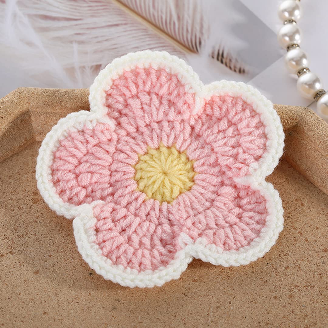 Posavasos Silicona Posavasos De Ganchillo Tejido A Mano, Posavasos Redondos Hechos A Mano Pequeños De Tela, Bonitos Posavasos De Mesa Arcoíris, Paquete De 2, Rosa Salvamanteles Ollas Calientes