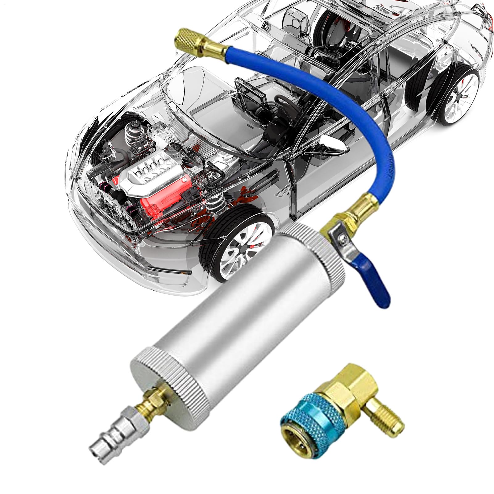 Injecteur de colorant pour climatiseurs pour remplir les systèmes AC de voiture