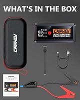 CARHEV JS-02 Autós Indításrásegítő Powerbank 2500A, 21800mAh - 8.0L Benzin/Dízel Motorokhoz, LED Lámpával, USB Gyorstöltéssel, IP65 Védelem 7