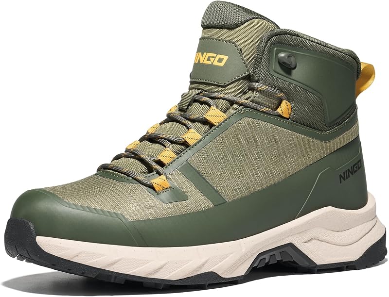 NINGO Men's Waterproof Hiking Boots, Lightweight Hiking Shoes for Men | Breathable Outdoor Ankle Work Boots, Slip Resistant, ETPU Midsole, for Trekking, Backpacking, Walking, Mountaineering