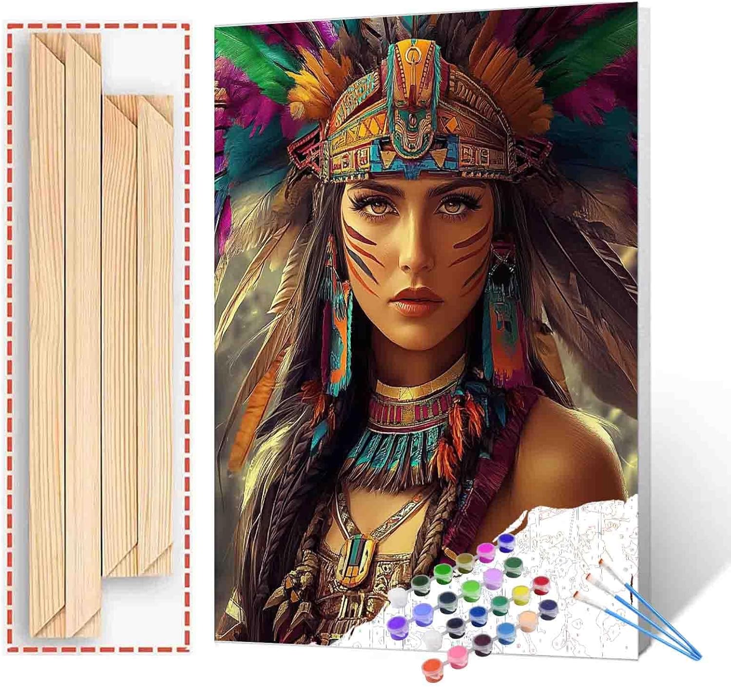 Tucocoo Flower Girl Painting by Numbers for Adults and Beginner Colorful Style Photo Paint by Numbers on Canvas Flower Women Easy to Painting for Home Wall Decor Gift with Framed-Style 06 16x20inch