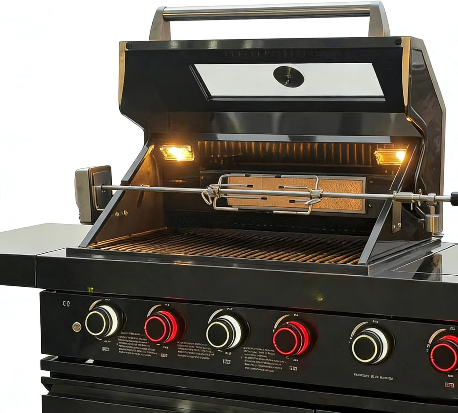 Deluxe 46-Inch 4 Burner + 1 Side Burner 75300 BTU Outdoor BBQ Grill Island with Stainless Steel Sink, Wine Cooler, Refrigerator & Granite Countertops