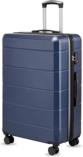 28 Inch Checked Luggage with Spinner Wheels, 106L Large Expandable Hardside Suitcase with TSA Lock, Durable ABS Hard Shell for Family Vacation and International Travel (28 in, Blue)