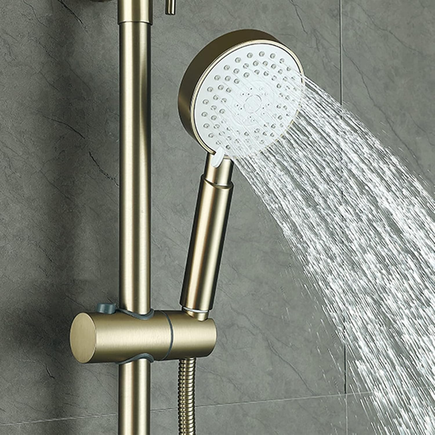 Bathroom Shower Faucet Set Brushed Gold 304 Stainless Steel Shower Fixture Wall Mounted Rain Shower System with 9 Inch Shower Head and Hand Shower Hot Cold Shower Mixer Set