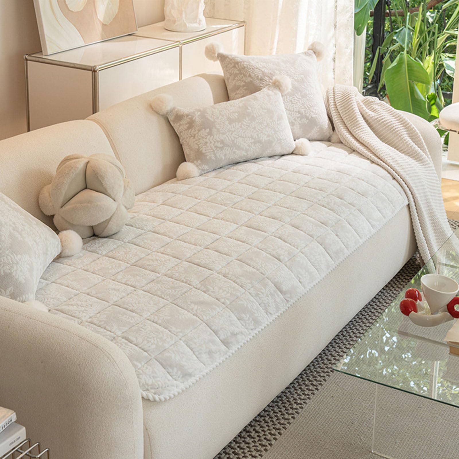 Housses de canapé chaudes pour salon cocooning en hiver format gris
