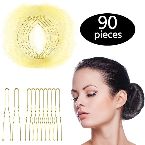 Zonon Juego de 50 redes invisibles para el cabello con borde elástico invisible y alfileres en forma de U, paquete individual, 40 alfileres en forma