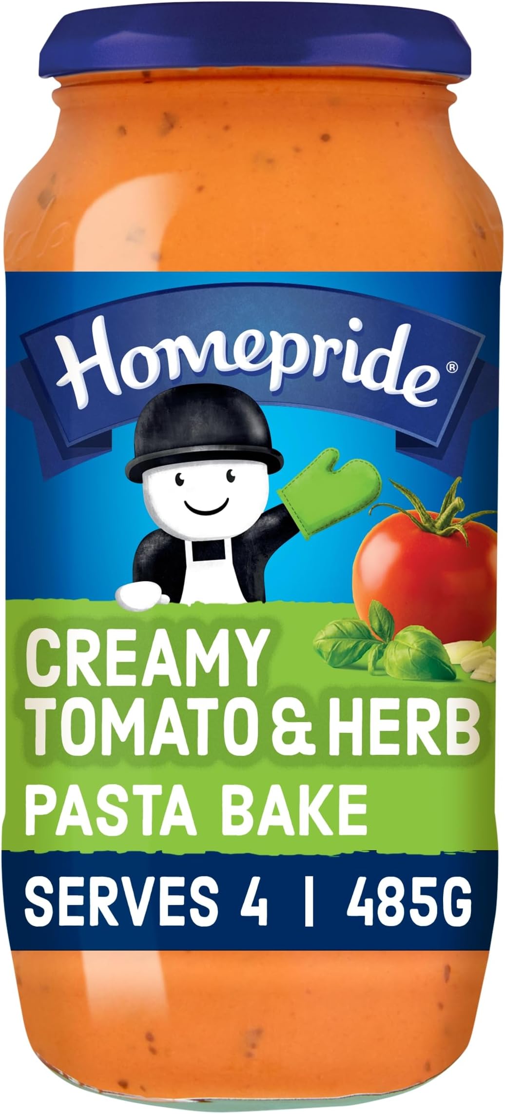 Homepride Creamy Tomato & Herb Pasta Bake Sauce, 485 g Jar (1-Pack) | Delicious Vegetarian Sauce, Easy to Prepare, Serves 4, Made in Britain