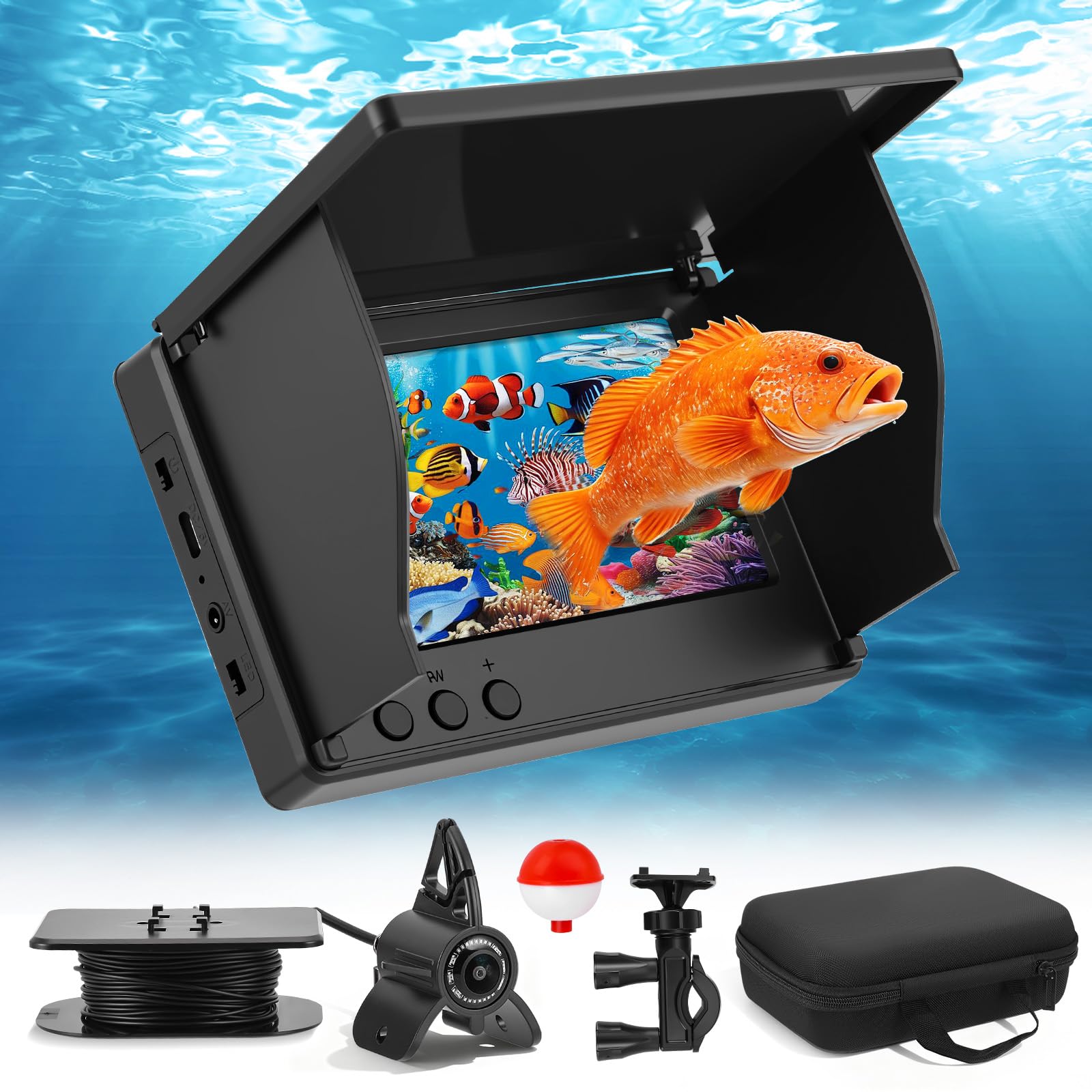 Unterwasserkamera für Angeln, Fishfinder mit 4,3" IPS-Bildschirm & 30m Kabel, Nachtsicht-Infrarot, Weitwinkel, IP65 wasserdicht, für Eisangeln, See, Fluss, Meer und Boot
