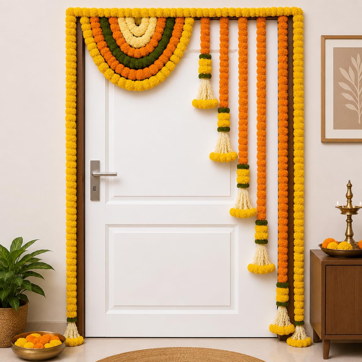 Gold Lotus Toran - Traditional Indian Door Decor -18